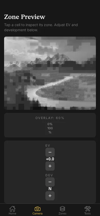 Live Zone Overlay screen